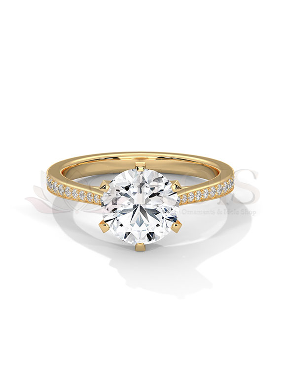 Classic Round Brilliant 6 Prong Pave Diamond Engagement Ring